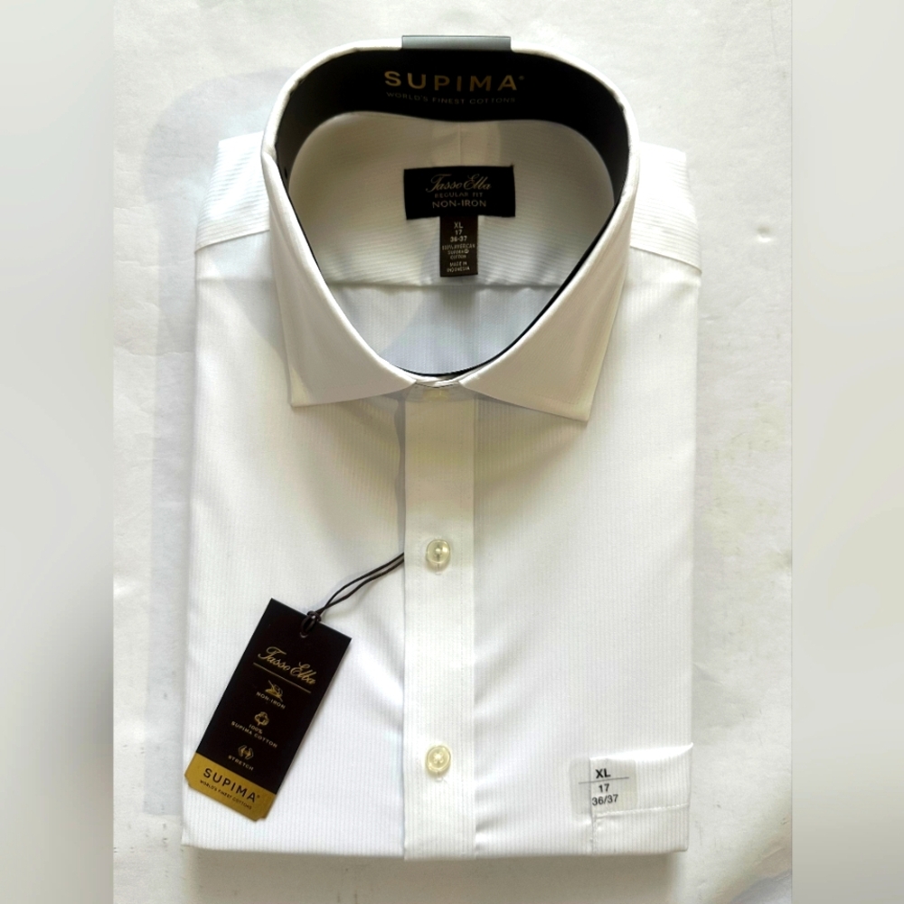 Tasso Elba Non Iron Supima Solid Dress Shirt - Picture 1 of 8